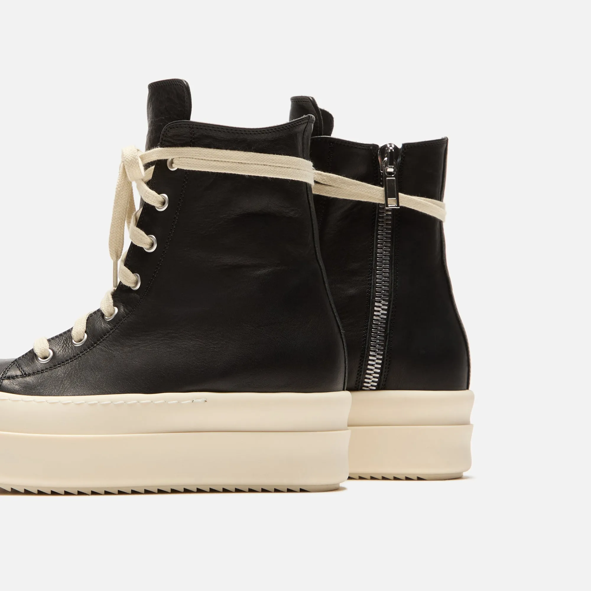 Rick Owens WMNS Mega Bumper Sneaks - Black / Milk / Milk Scarpe in Pelle sold by Kith product image thumbnail 3
