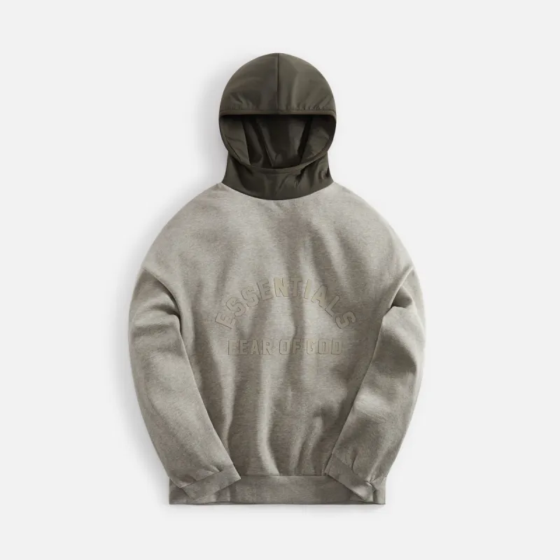 Essentials Nylon Fleece Hoodie - Dark Heather Oatmeal / Ink sold by Kith