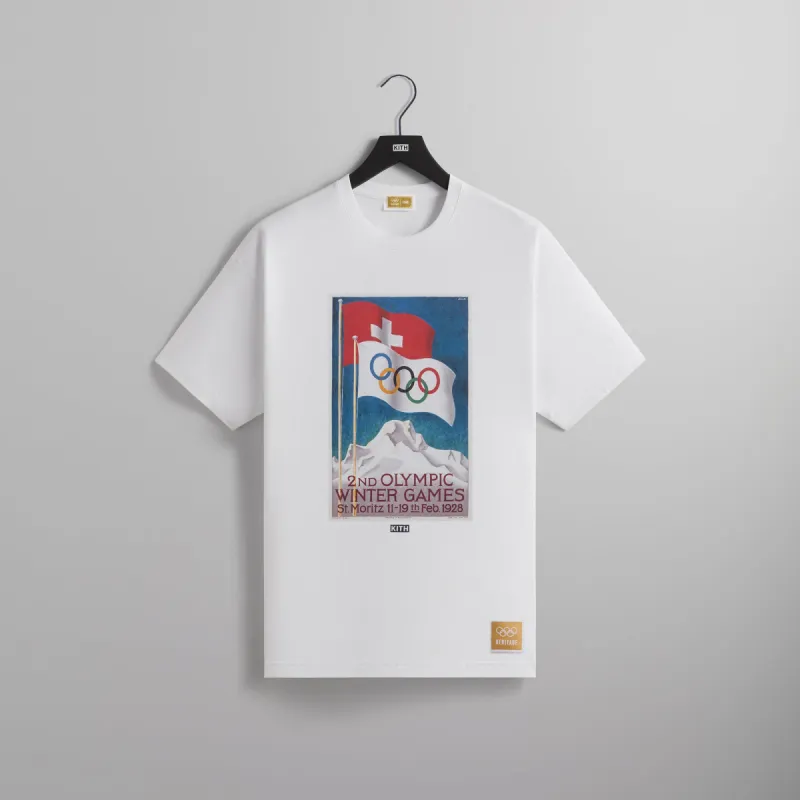Kith for Olympics Heritage St. Moritz 1928 Vintage Tee - White sold by Kith