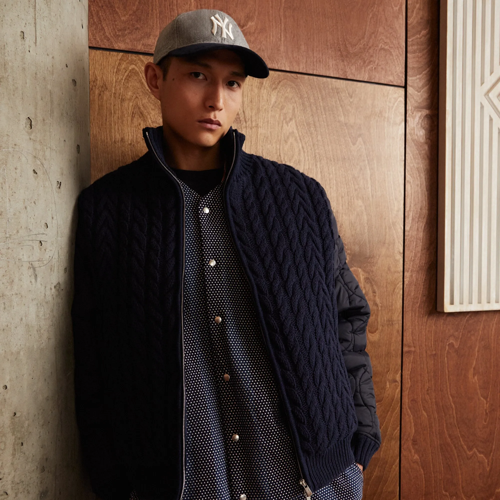 Kith Wallis Combo Knit Bomber Jacket - Nocturnal sold by Kith product image thumbnail 2