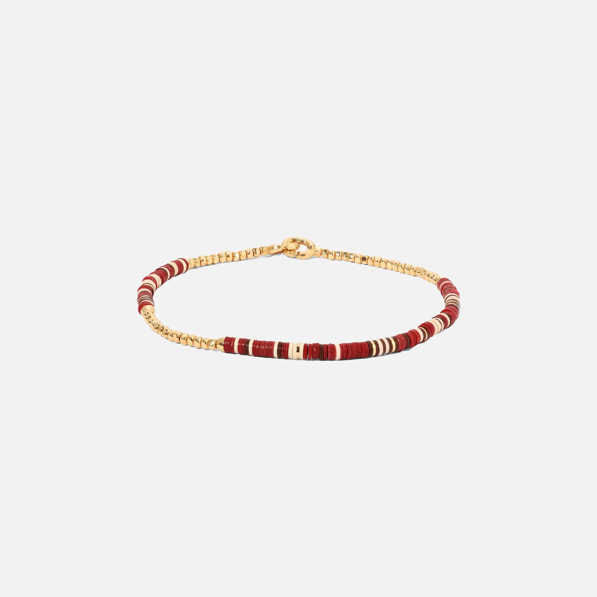 Maor Shine #2 Bracelet in Wine Pattern Beads with 18k Yellow Gold - Gold /Wine sold by Kith