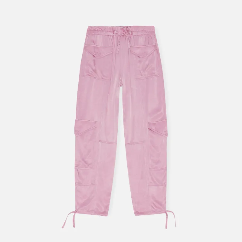 Ganni Washed Satin Pants - Bleached Mauve sold by Kith