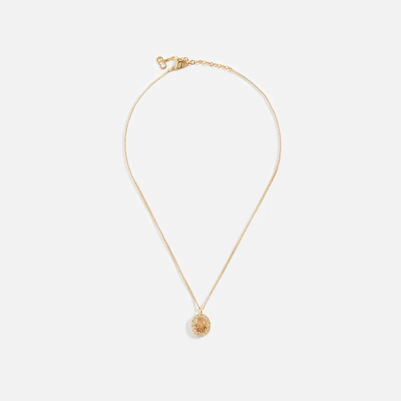 WGACA Dior Crystal CD Oval Necklace - Gold sold by Kith