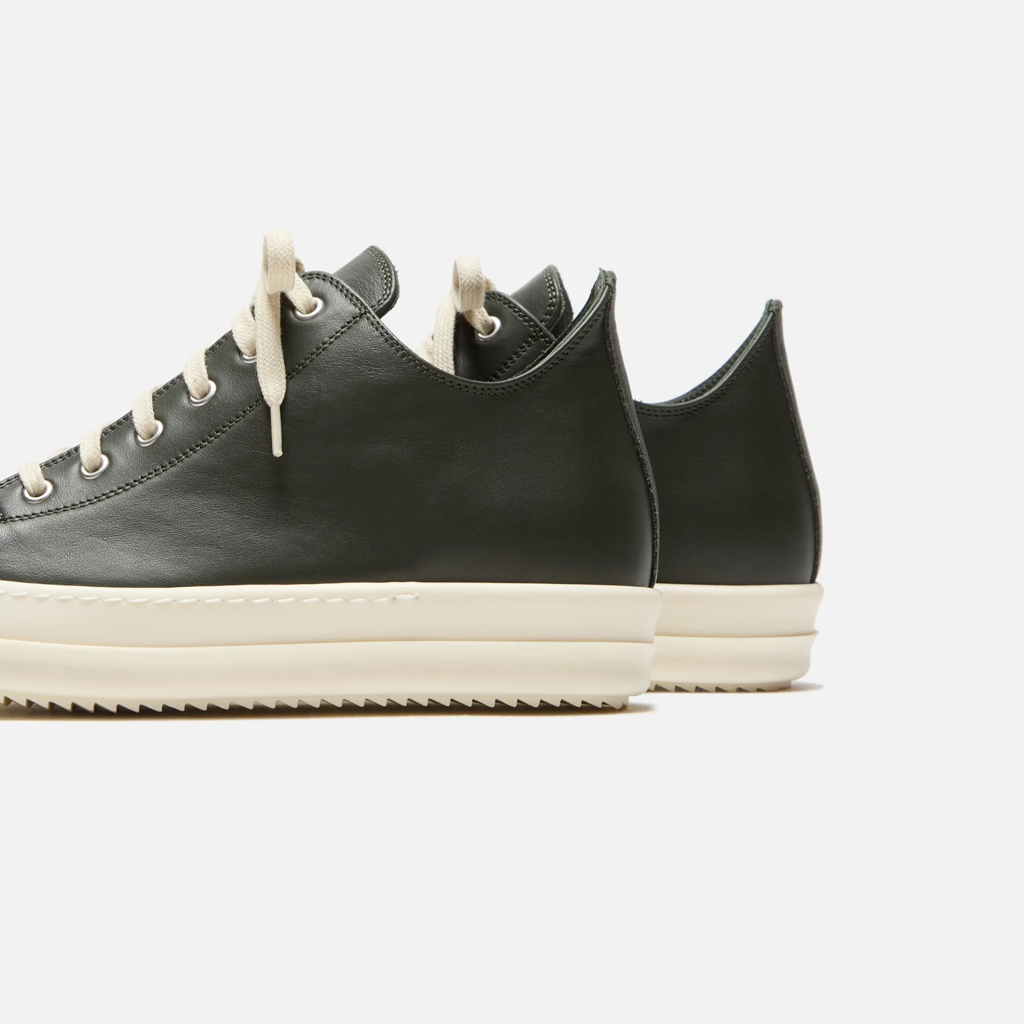 Rick Owens Scarpe Leather Sneakers - Forest / Milk sold by Kith product image thumbnail 3