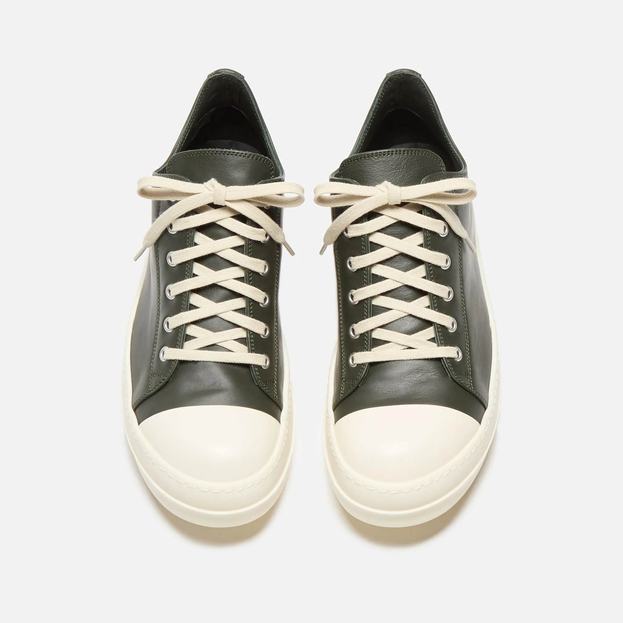 Rick Owens Scarpe Leather Sneakers - Forest / Milk sold by Kith product image thumbnail 4