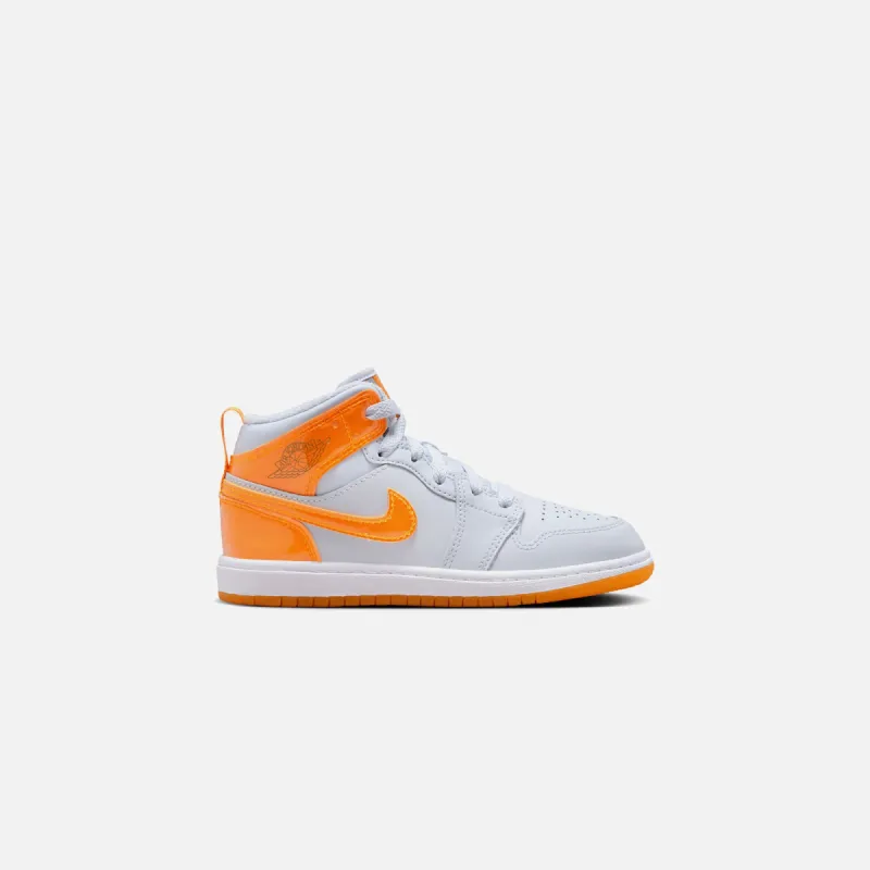 Jordan PS Air Jordan 1 Mid SE - Football Grey / Orange Peel / Pine sold by Kith