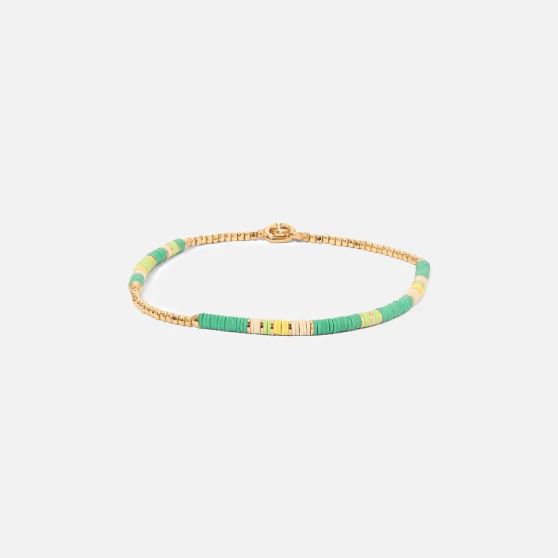 Maor Shine Bracelet Green Pattern Beads with 18k Yellow Gold - Gold / Green sold by Kith