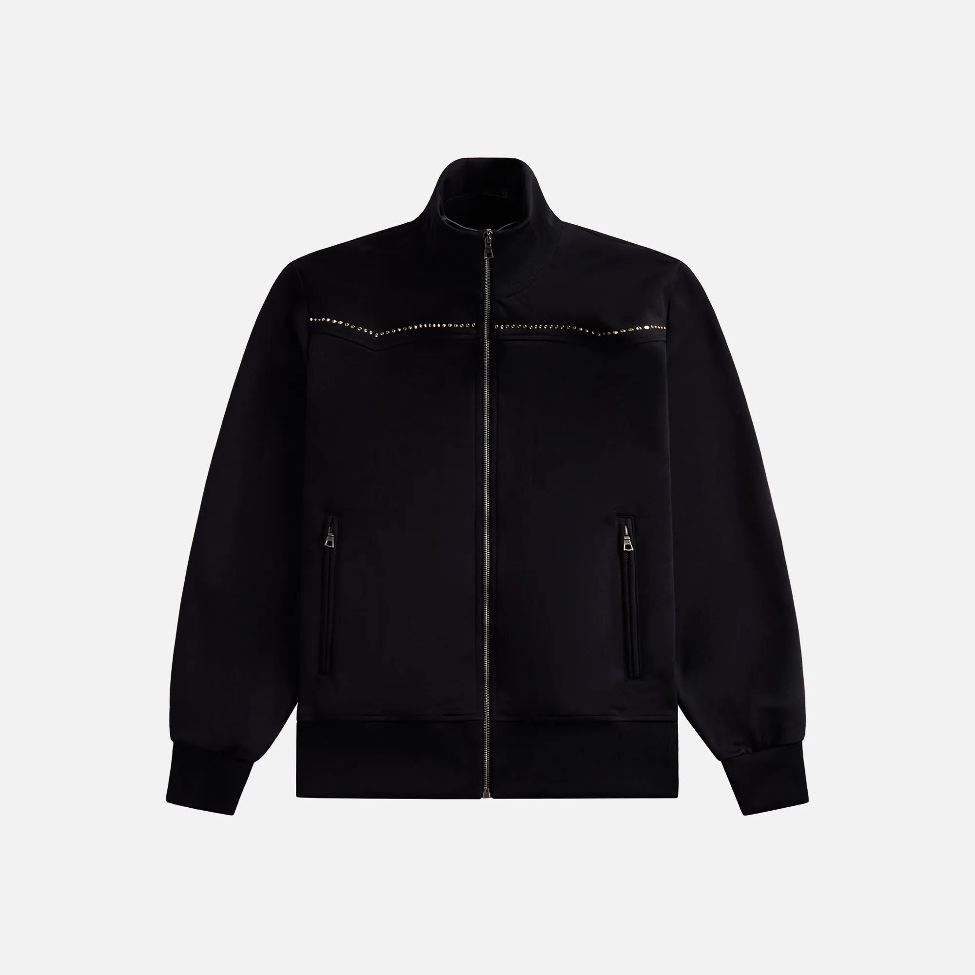Palm Angels Monogram Stud Track Jacket - Black Silver sold by Kith