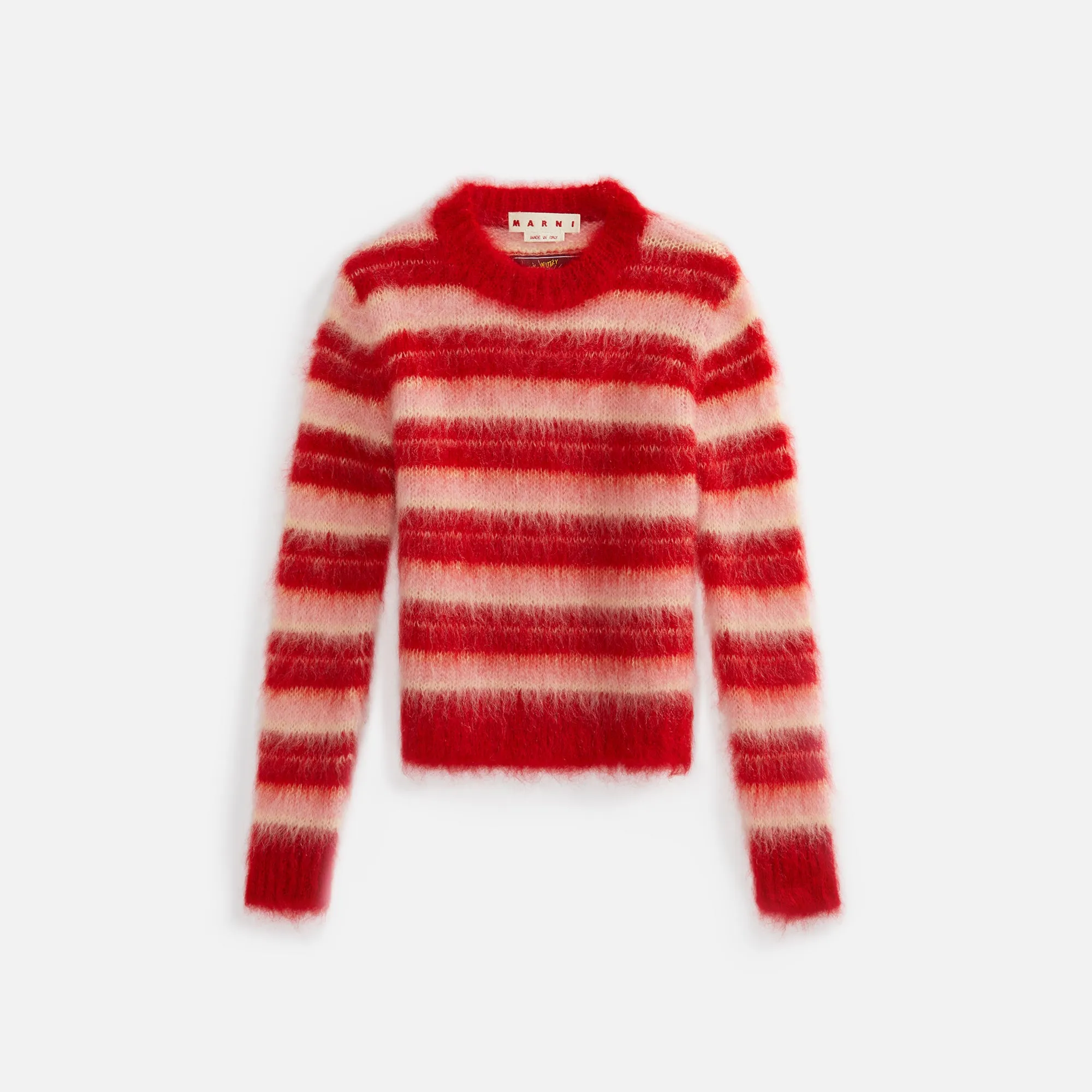 Marni Roundneck Brushed Stripe Sweater - Orangered sold by Kith