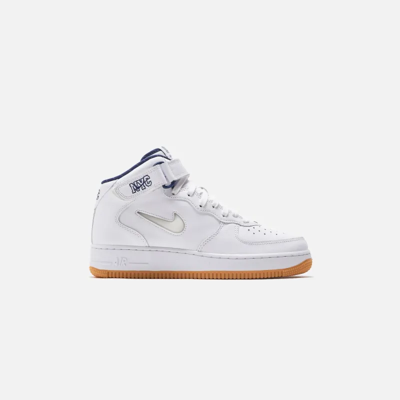 Nike Air Force 1 Mid NYC Pack - White / Midnight Navy / Gum Yellow sold by Kith