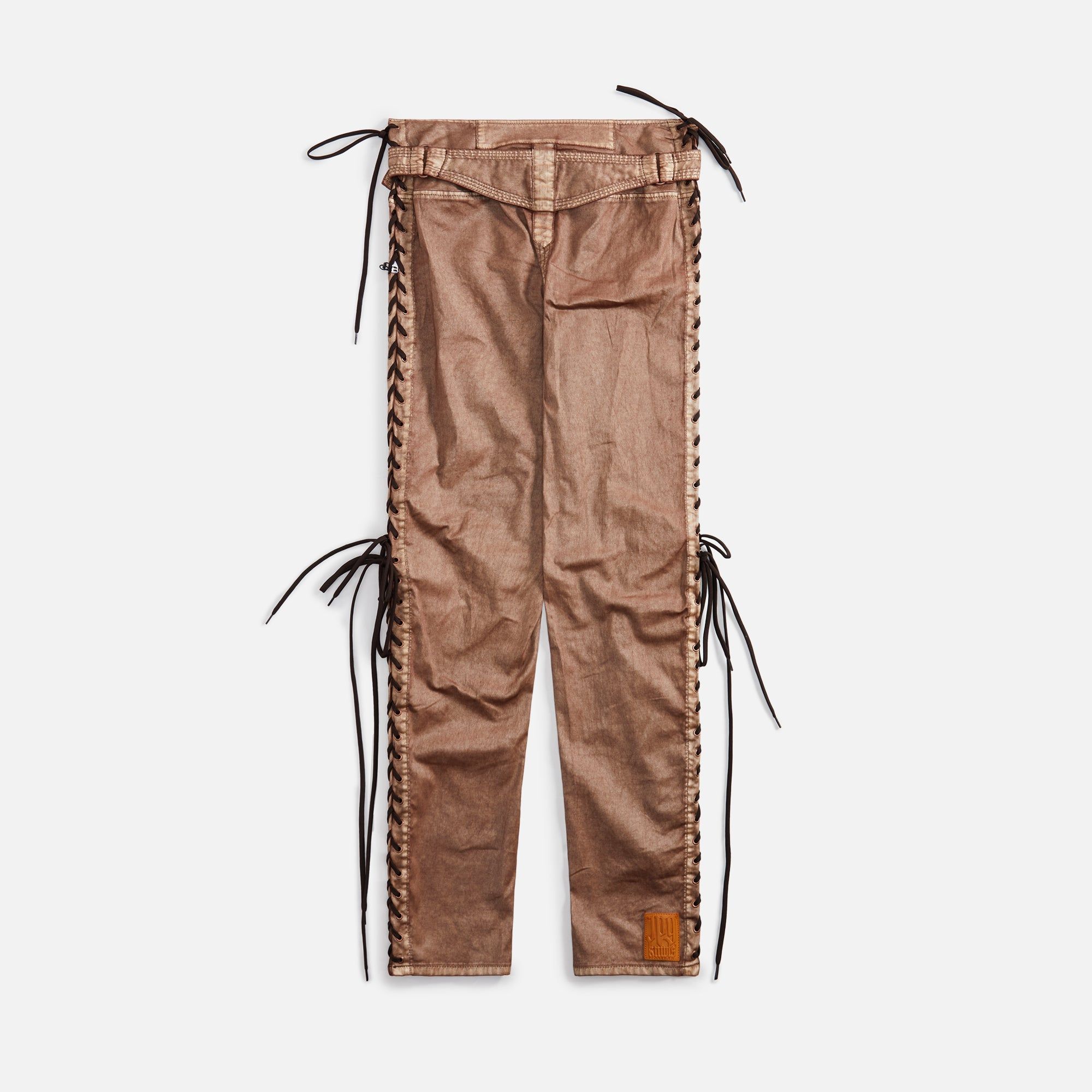 Jean Paul Gaultier x KNWLS Low Waist Laced Straight Trousers with Topstiched - Brown sold by Kith product image thumbnail 2