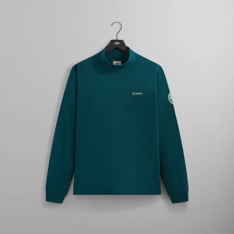 Kith for Columbia Mock Neck Long Sleeve - Midnight Teal sold by Kith