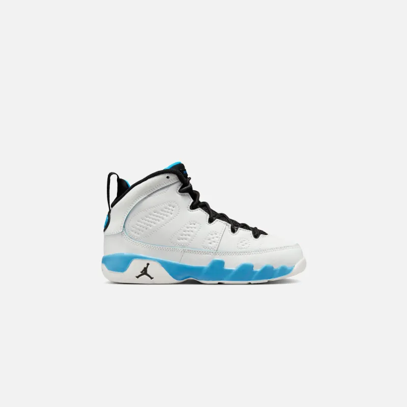 Jordan PS Air Jordan 9 Retro - Summit White / Black / Dark Powder Blue sold by Kith