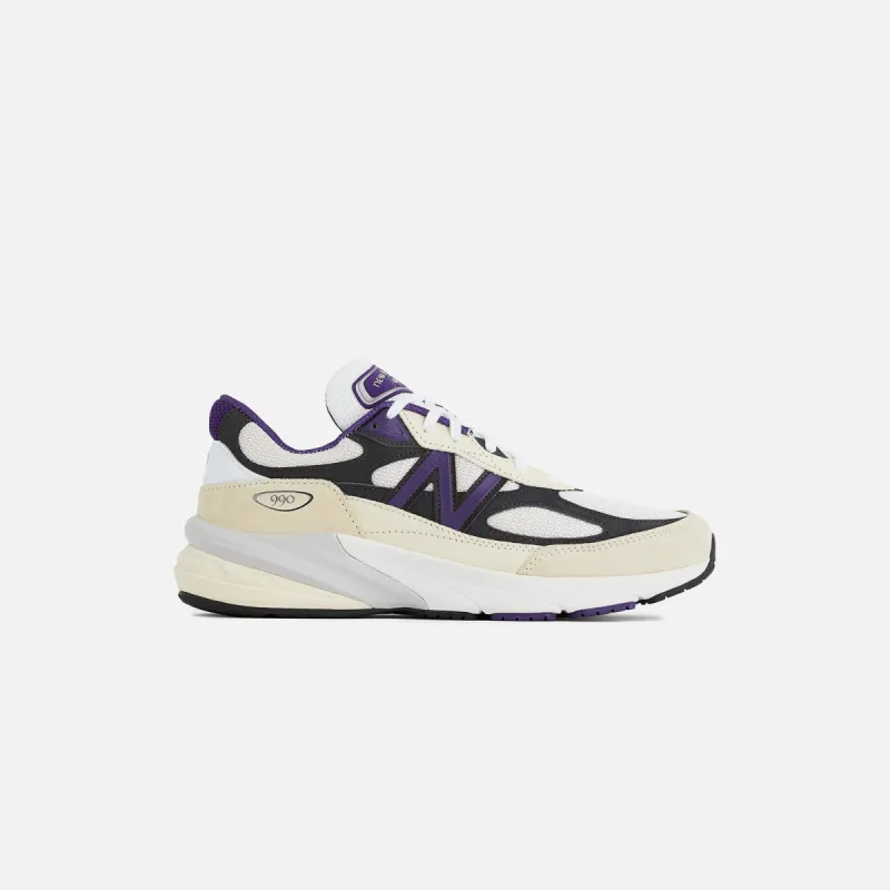 New Balance Made in USA 990v6 - White / Black Plum / Phantom sold by Kith