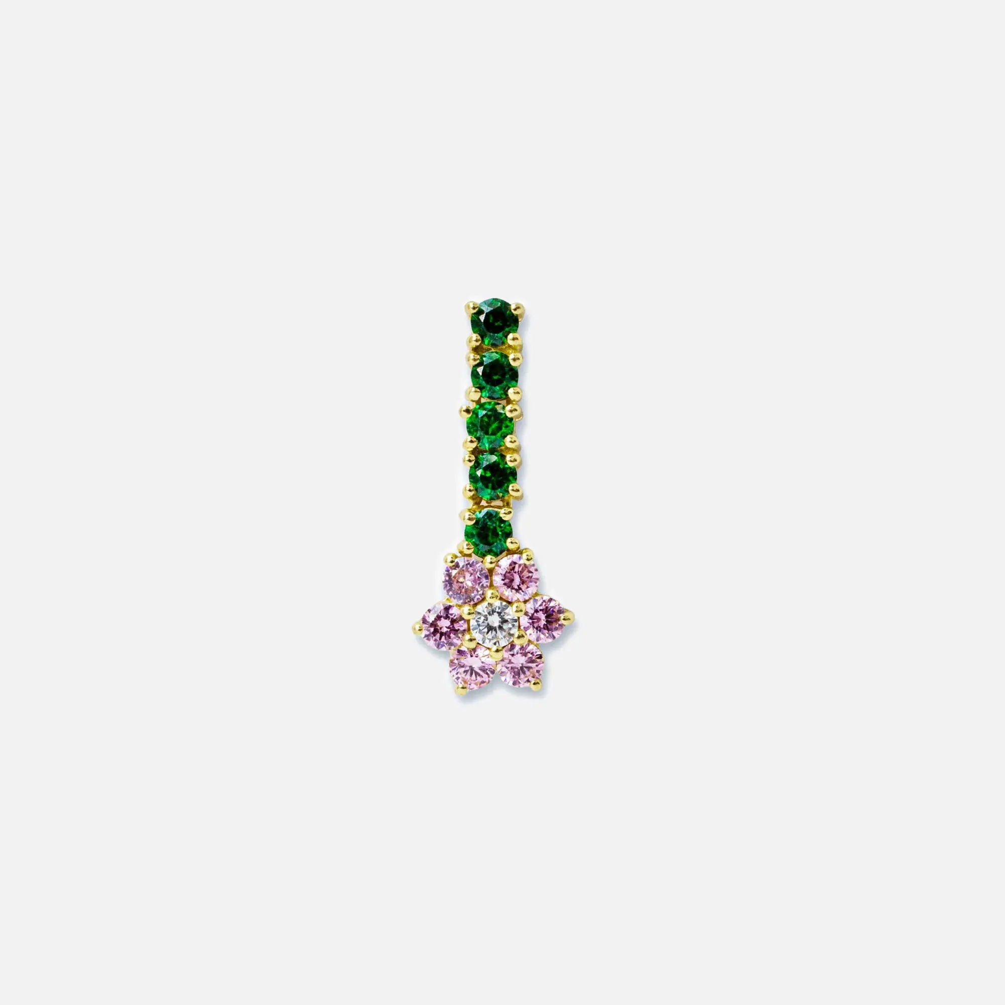 VEERT Pink & Green Flower Earrings - Yellow Gold sold by Kith product image thumbnail 2