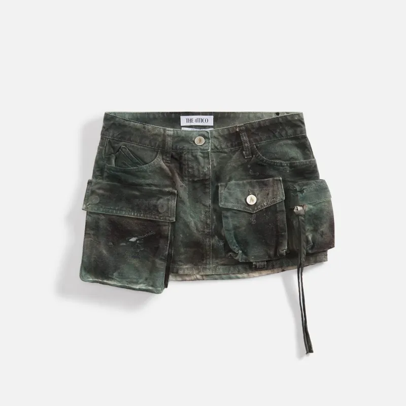 The Attico Fay Mini Skirt - Green Camo sold by Kith