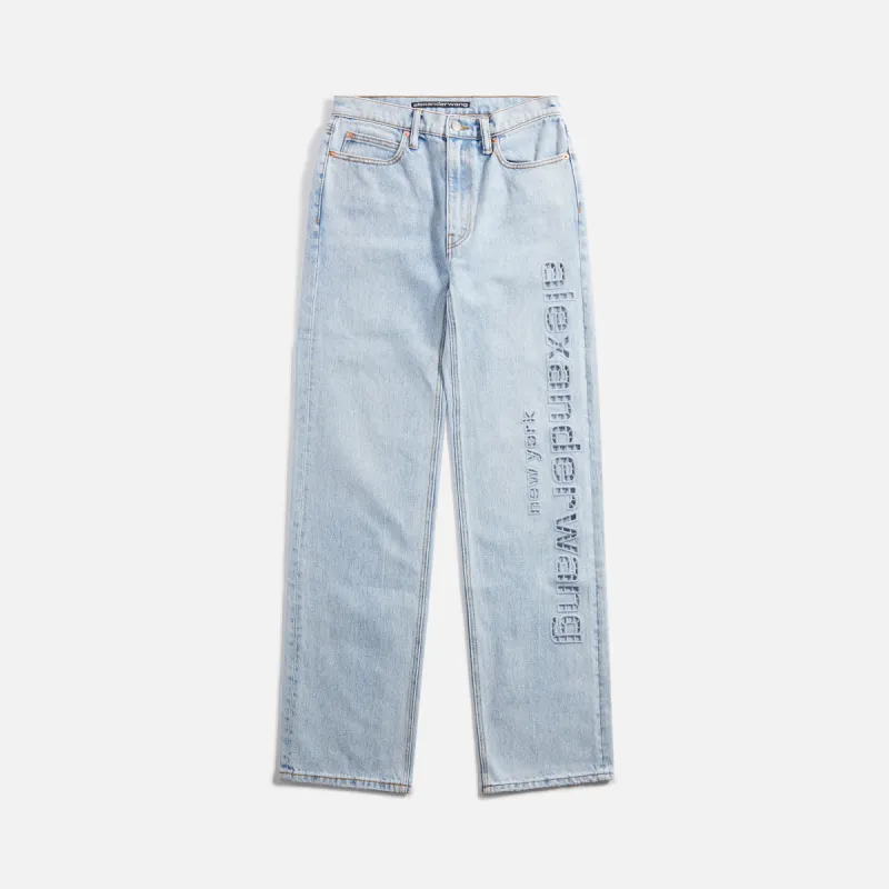 T by Alexander Wang EZ Slouch Logo Cut Embroidered Jeans - Bleach sold by Kith