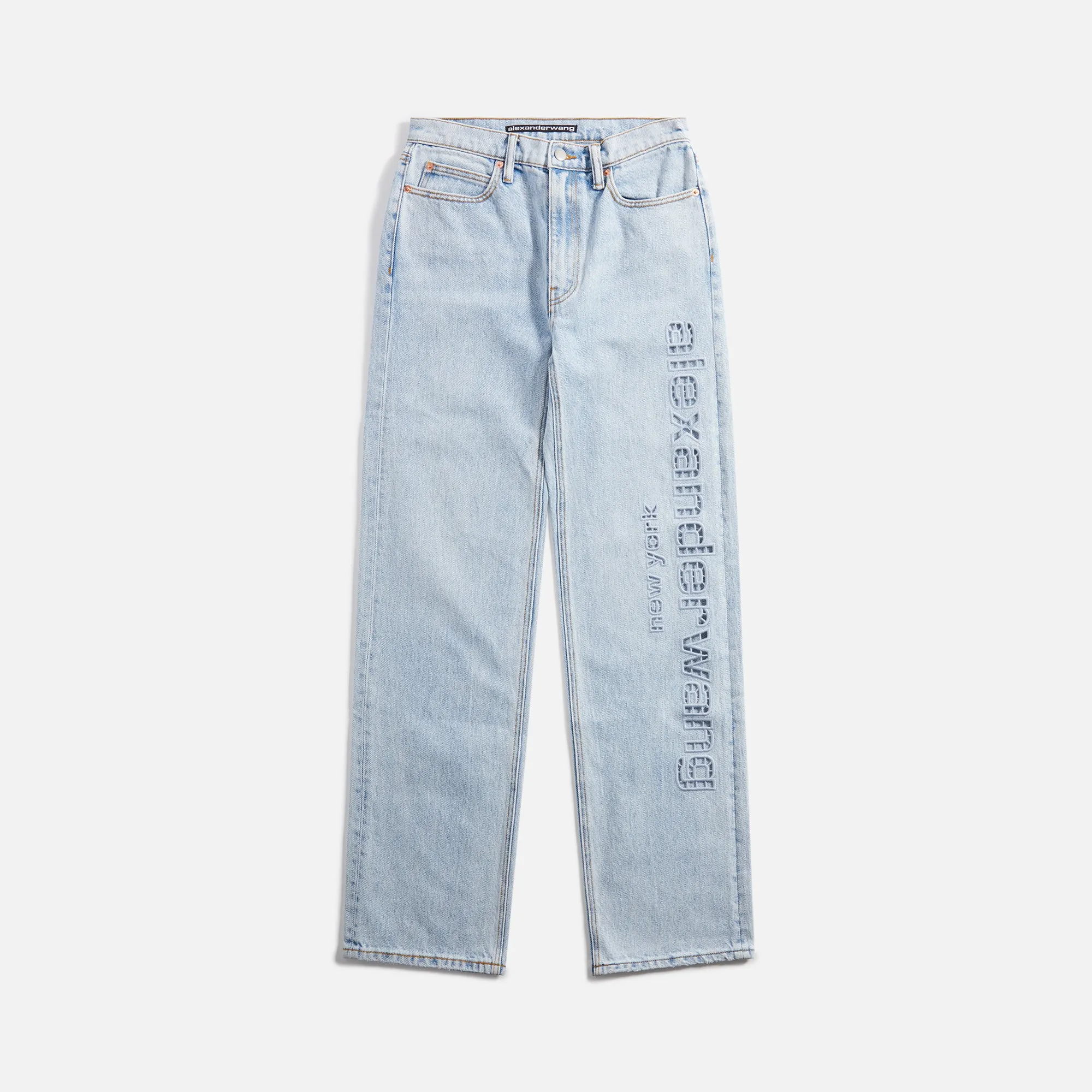 T by Alexander Wang EZ Slouch Logo Cut Embroidered Jeans - Bleach sold by Kith