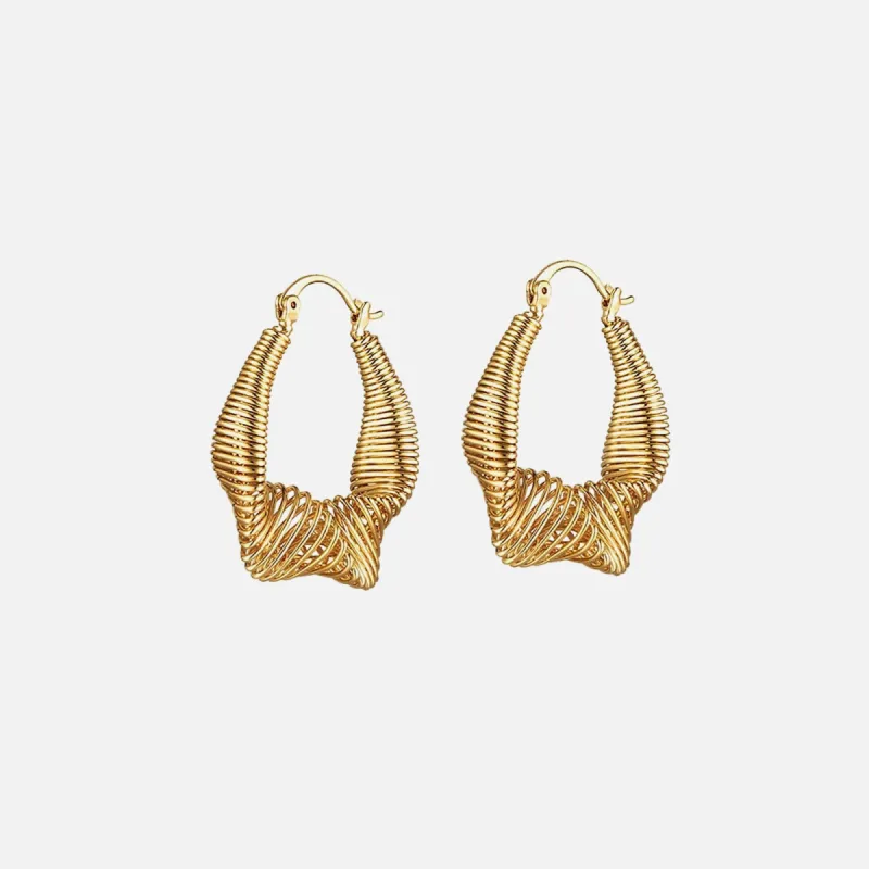 アクセサリー hatton labs EDGE HOOP EARRINGS / GOLD Hatton Labs Gold Small Edge Hoop Earrings Hatton Labs