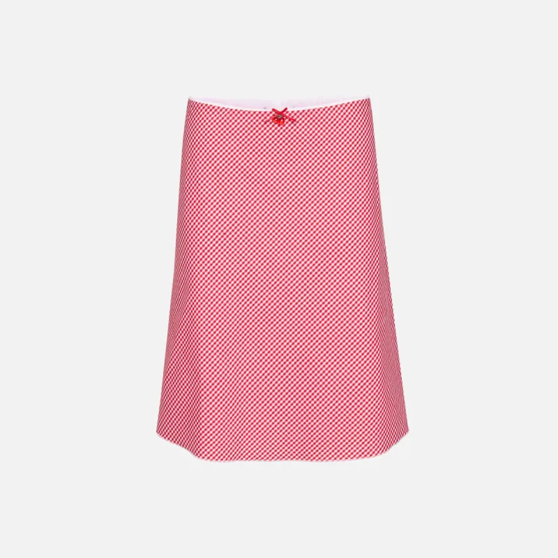 GUIZIO Paloma Skirt - Gingham Poppy / White sold by Kith
