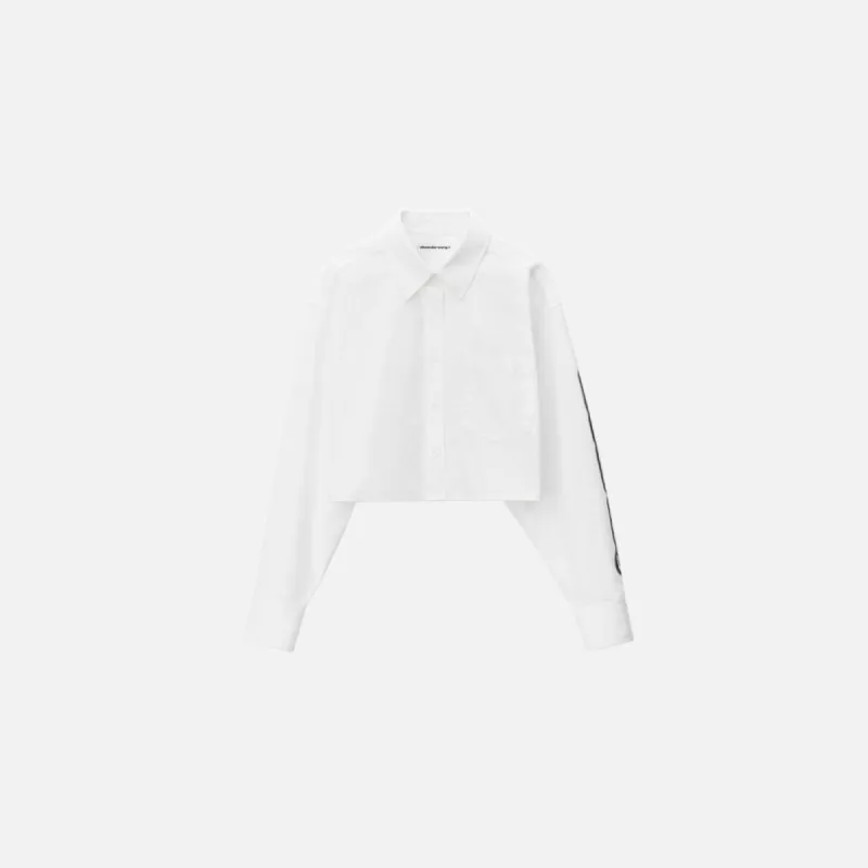 T by Alexander Wang Button Down Cropped Shirt with Halo - White sold by Kith