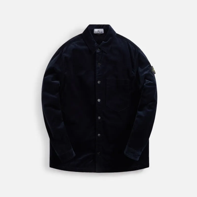 Stone Island Cotton Velvet Overshirt - Navy Blue sold by Kith