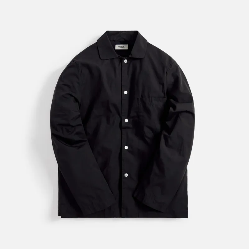 Tekla Poplin Long Sleeve Pajama Shirt - Black sold by Kith