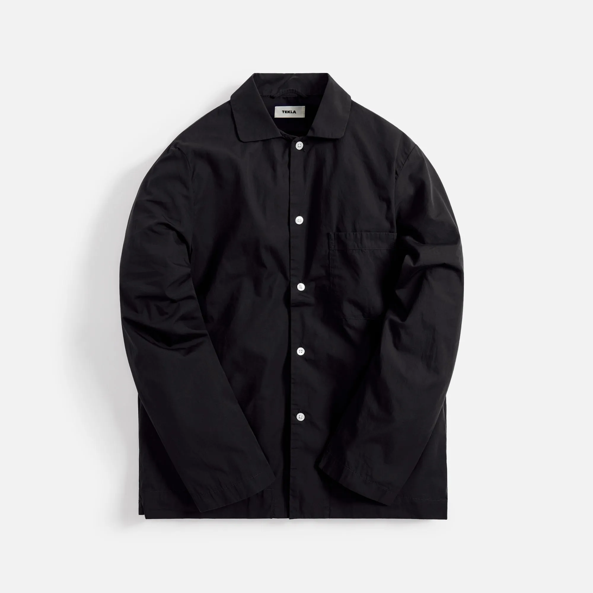 Tekla Poplin Long Sleeve Pajama Shirt - Black sold by Kith