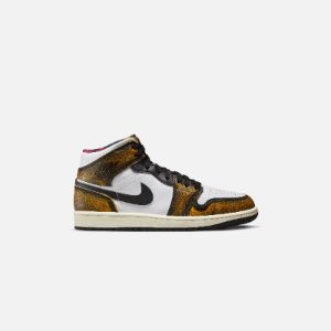 Nike Air Jordan 1 Mid SE - Black / Taxi / White / Sail sold by Kith