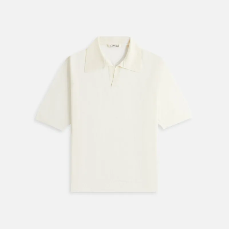 トップス AURALEE WOOL SILK KNIT SKIPPER POLO Knit Skipper in Polo Top Beige