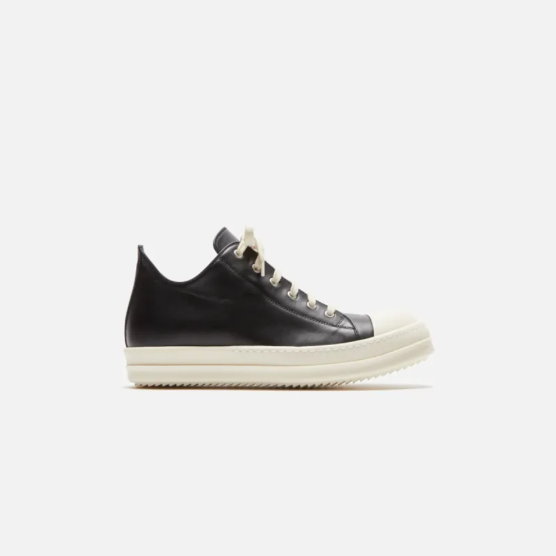 Rick Owens Porterville Low Sneaks - Black / Milk / Milk Scarpe in Pelle sold by Kith