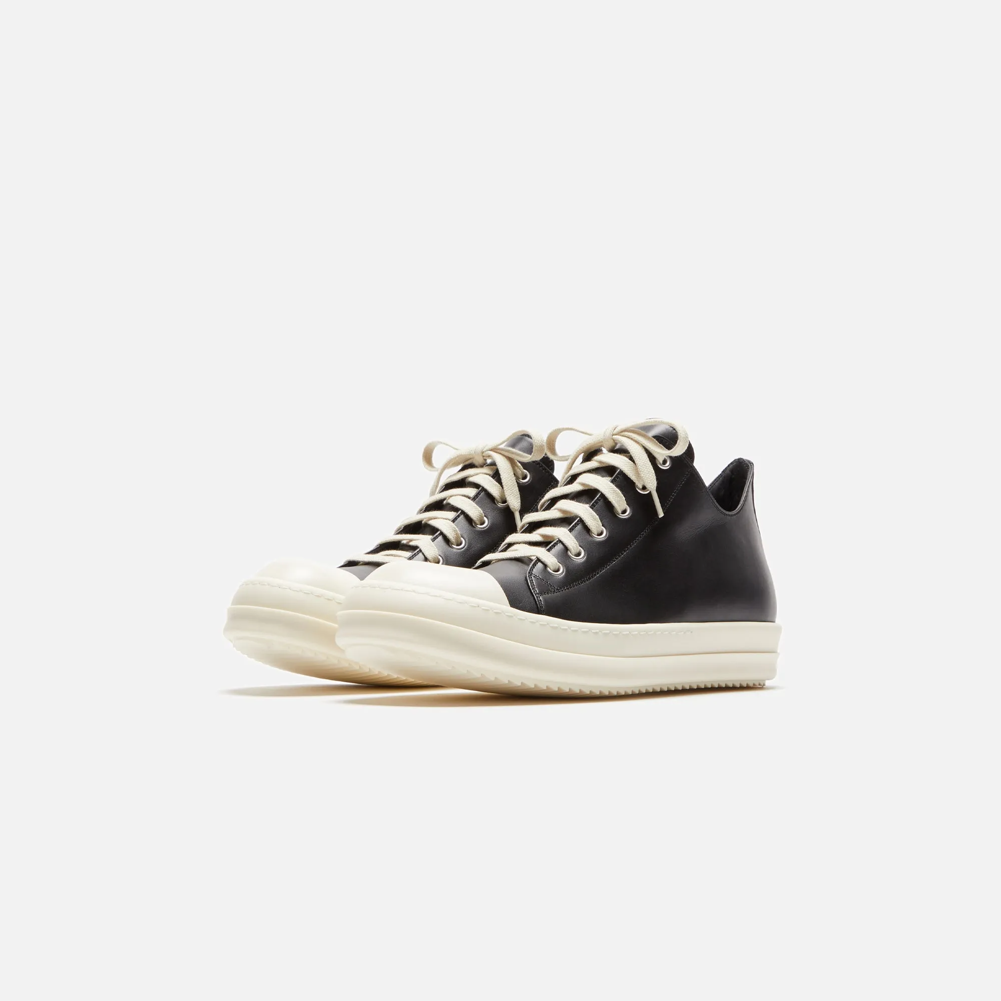 Rick Owens Porterville Low Sneaks - Black / Milk / Milk Scarpe in Pelle sold by Kith product image thumbnail 2