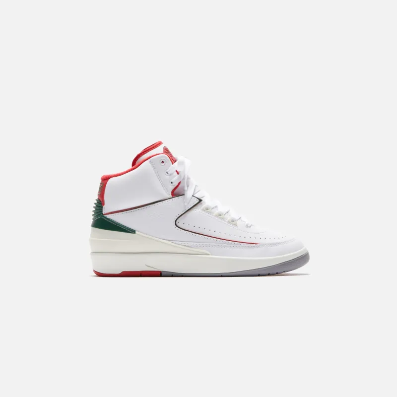 Nike GS Air Jordan 2 Retro - White / Fire Red / Fir / Sail sold by Kith