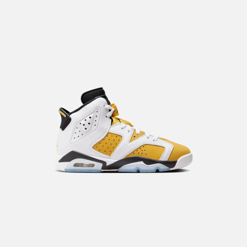 Nike GS Air Jordan 6 Retro - White / Yellow Ochre / Black sold by Kith