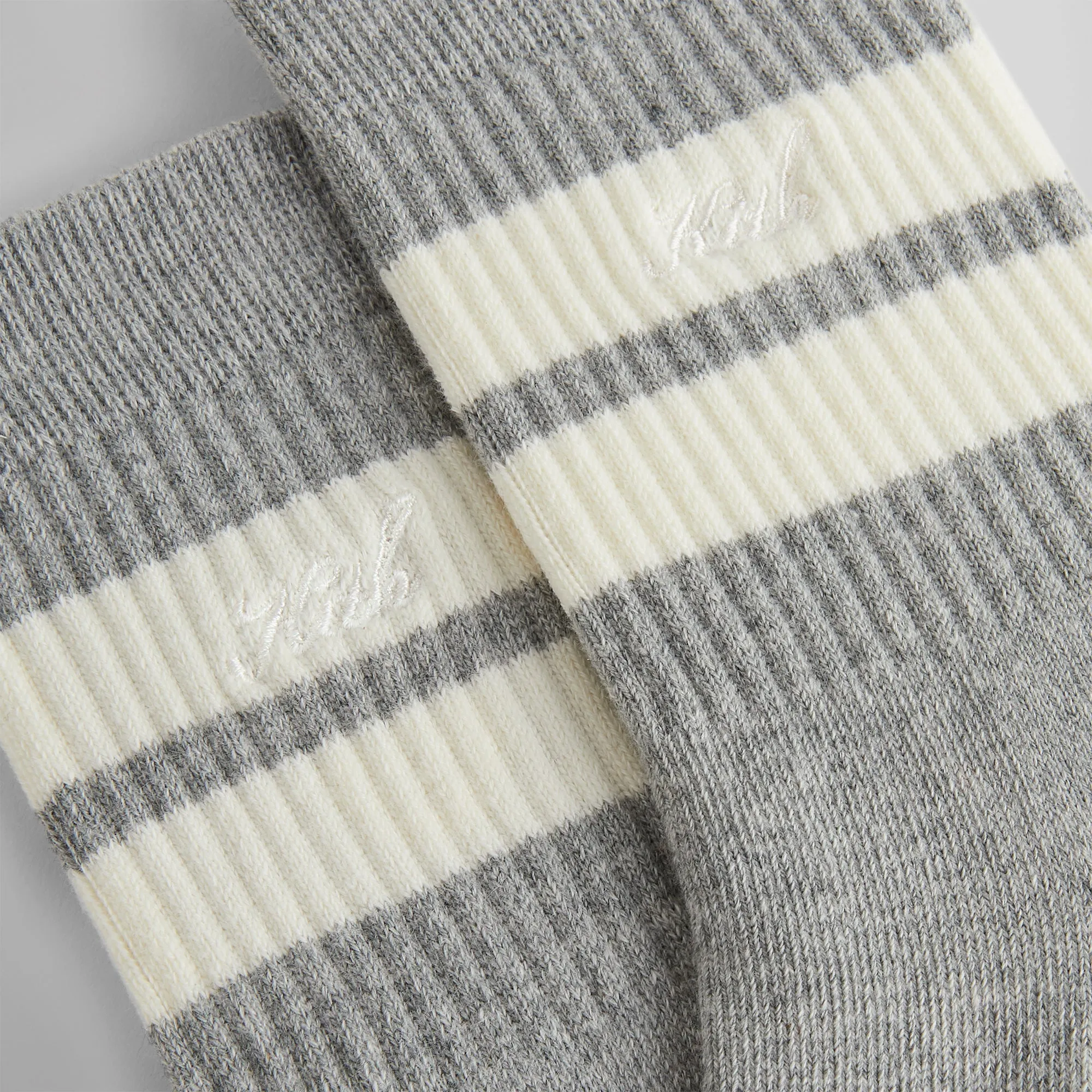 Kith Striped Mid Crew Socks With Script Embroidery - Heather Grey sold by Kith product image thumbnail 3