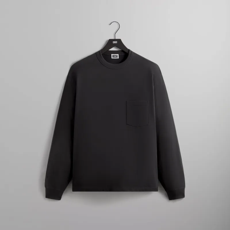 Kith Long Sleeve Leonard Pocket Tee - Black sold by Kith