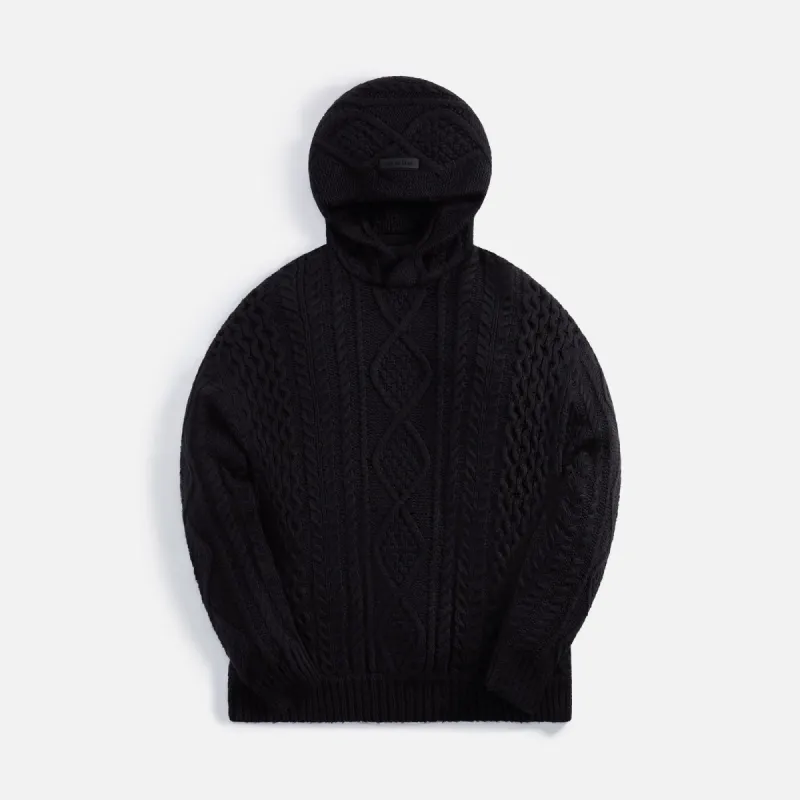 Essentials Cable Knit Hoodie - Black sold by Kith