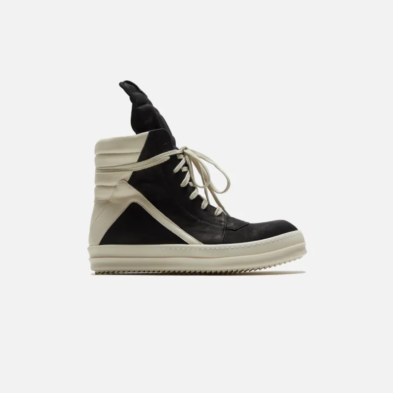 Rick Owens Scarpe Pelle Geobasket  - Black / Milk sold by Kith