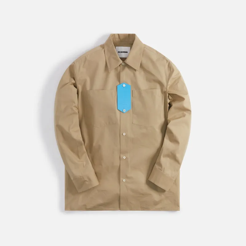 Jil Sander Heavy Organic Cotton Poplin - Khaki Green sold by Kith