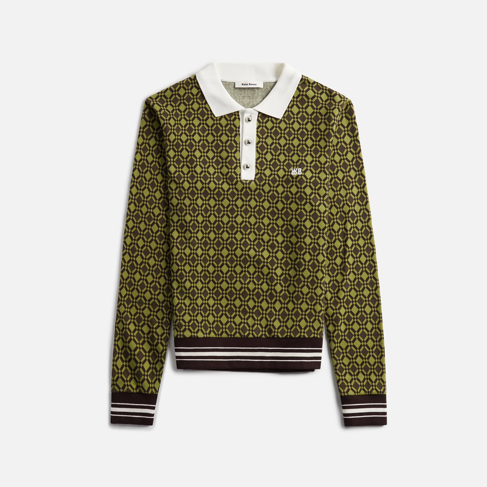 Wales Bonner Classic Polo - Olive Green / Dark Brown sold by Kith