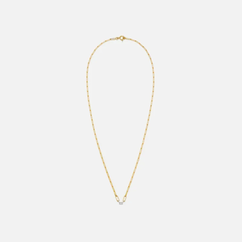 Yvonne Leon Collier Necklace PM 1 Baguettes Clos Diamant Small Link - Yellow made by Kith