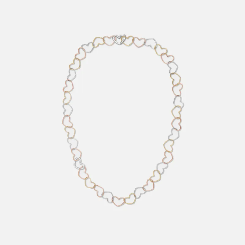 Yvonne Leon Collier Maille Coeur 3 Ors Heart Link Necklace - Multi made by Kith