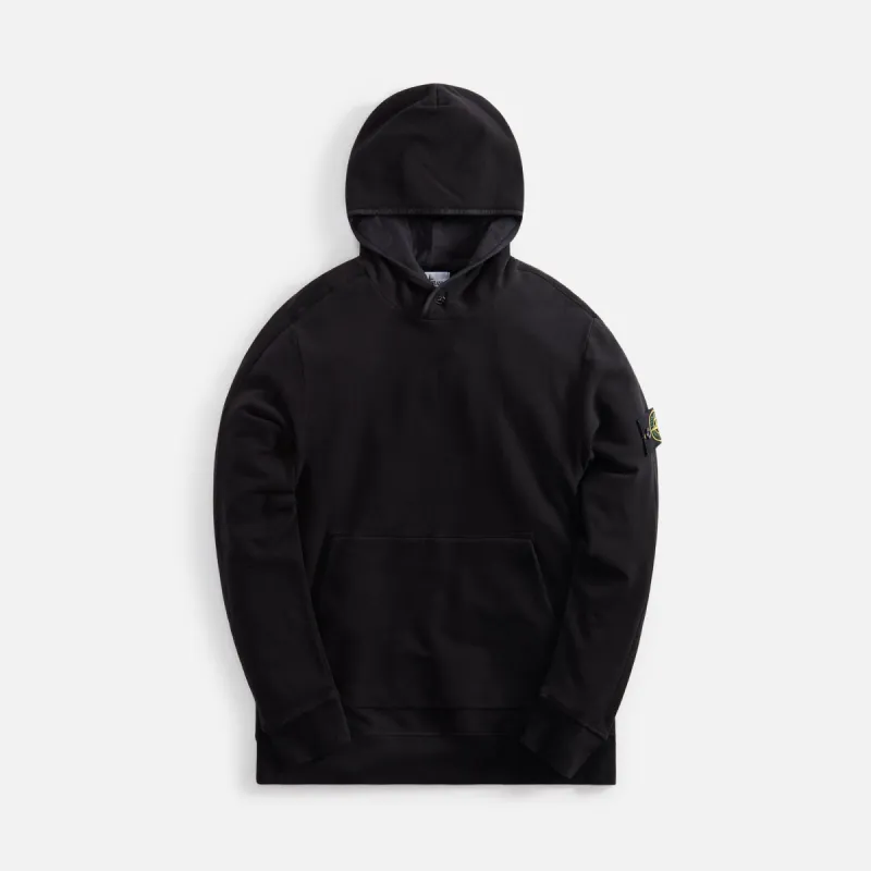 Stone Island Brushed Cotton Fleece Garment Dyed Hoodie - Black sold by Kith