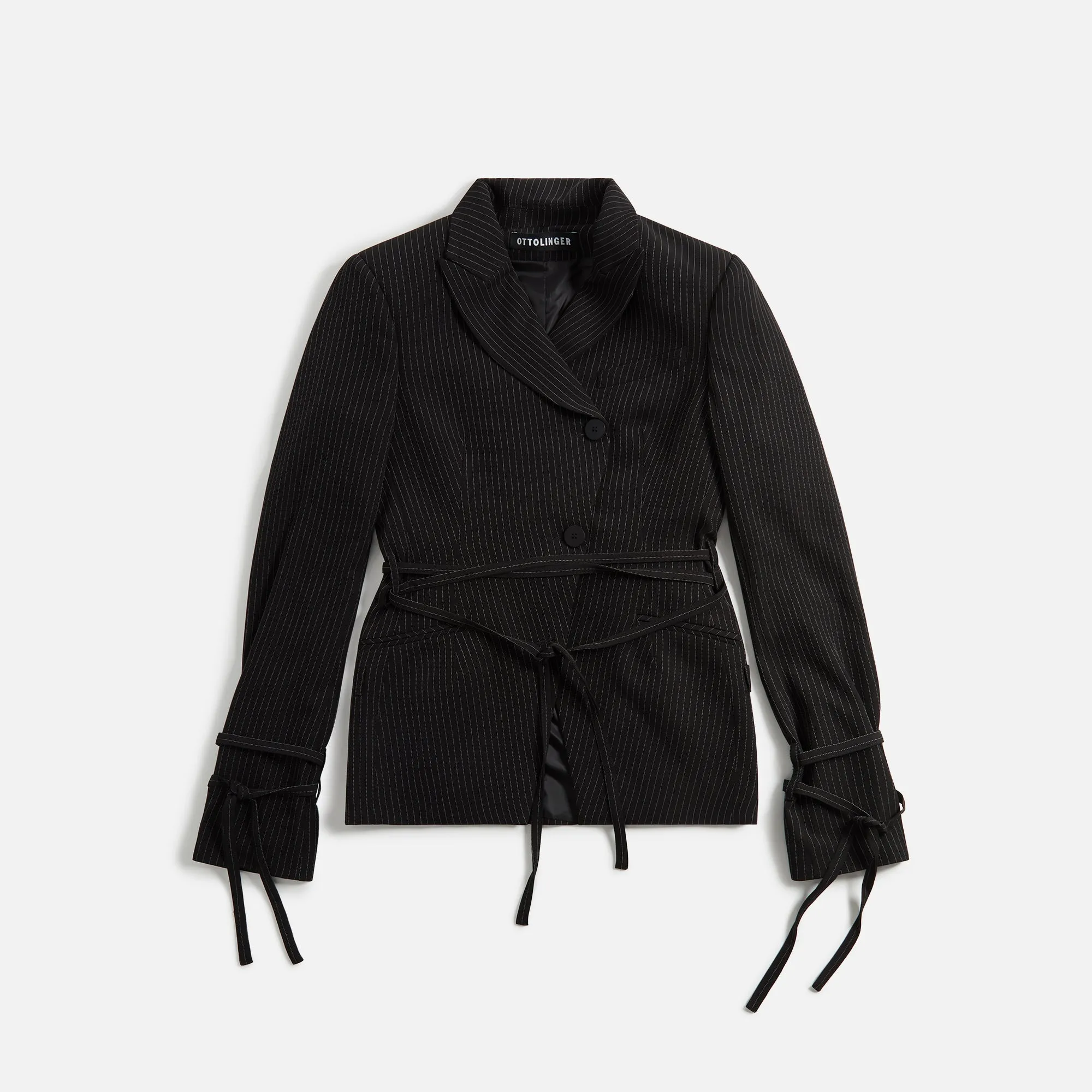 Ottolinger Asymmetric Pinstripe Blazer - Black sold by Kith