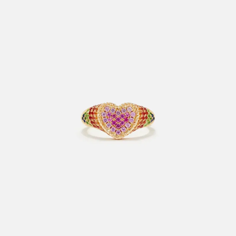 Yvonne Leon Baby Chevalier Coeur Rainbow Ring - Multi sold by Kith