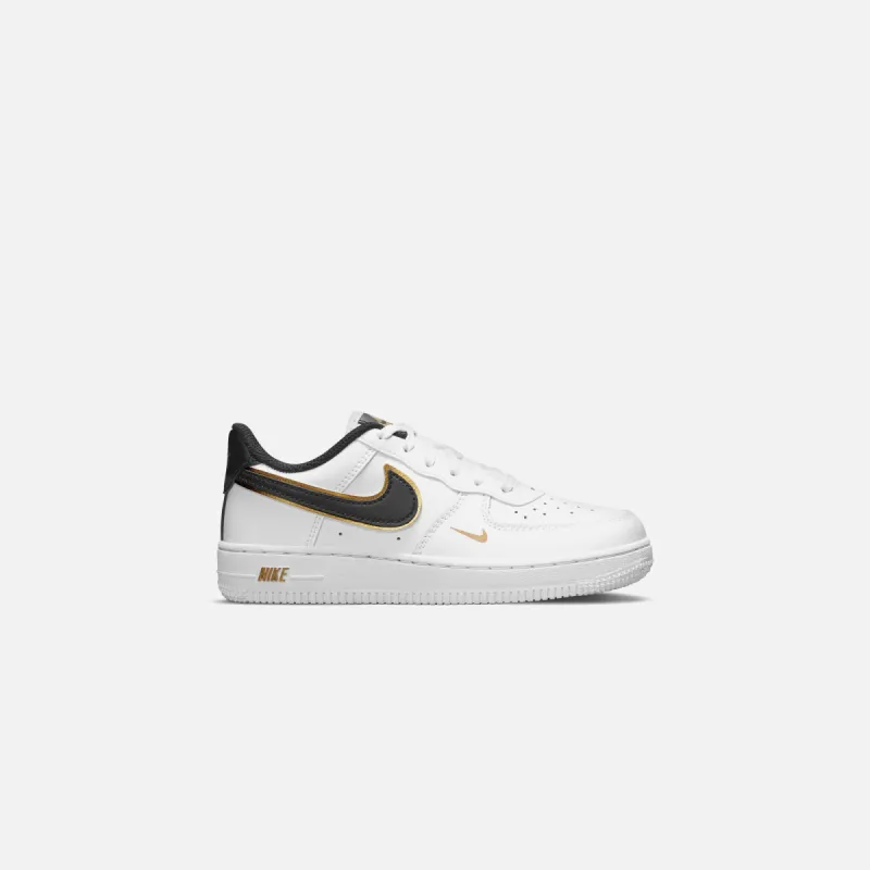 Nike PS Air Force 1 Lv8 - White / Black / Metallic Gold sold by Kith