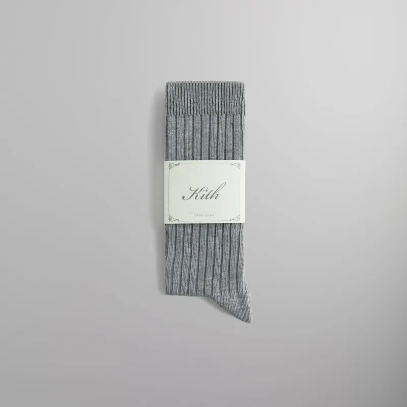 Kith Ribbed Cotton Socks - Medium Heather Grey sold by Kith