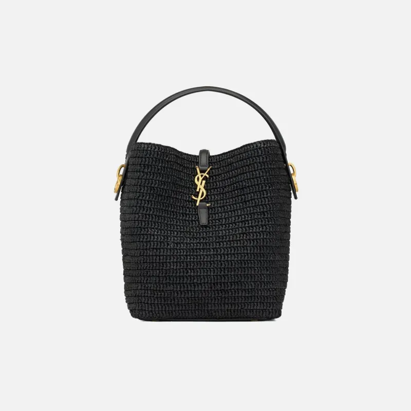 Saint Laurent YSL Le 37 M Raffia Bag - Nero sold by Kith