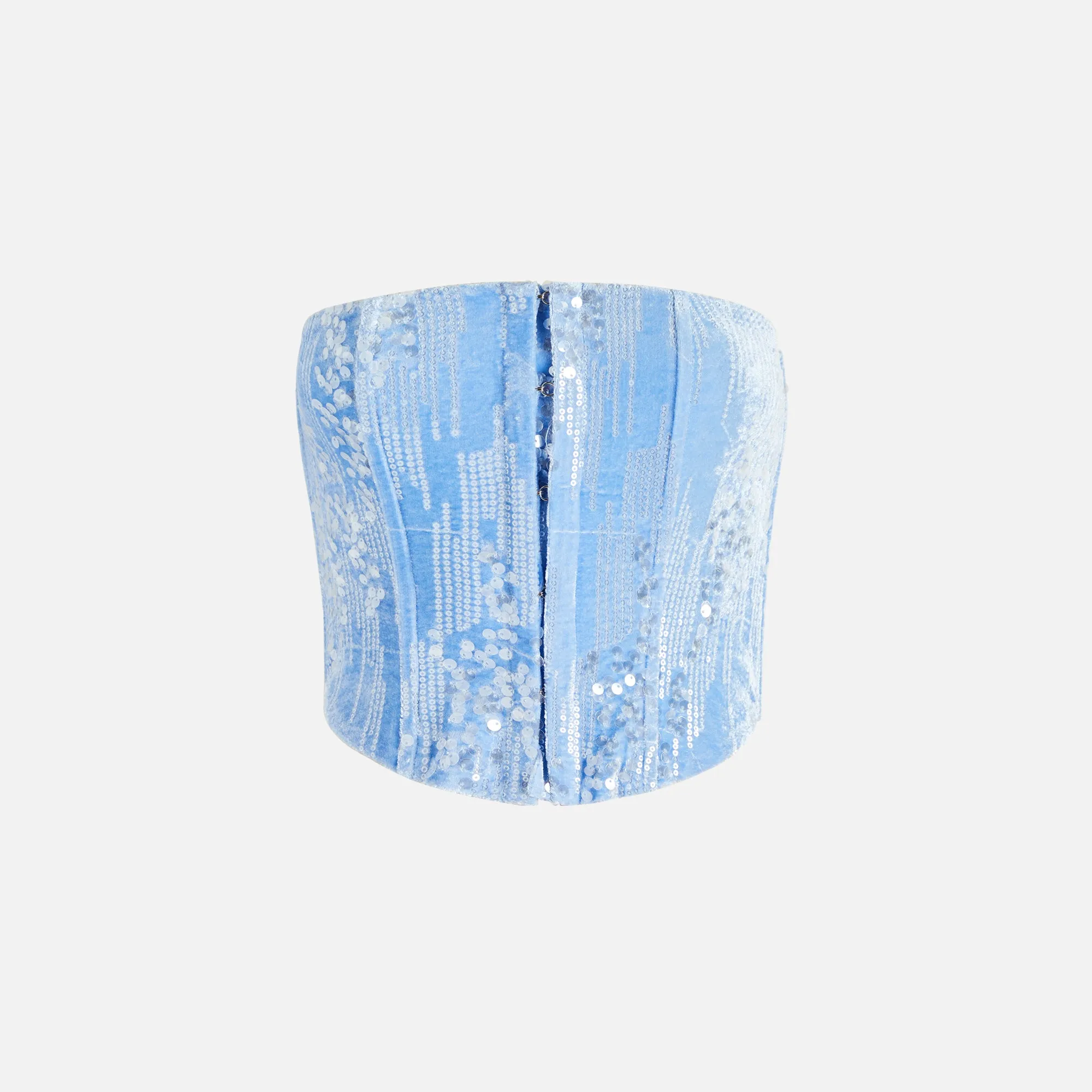 Kim Shui Periwinkle Velvet Bustier - Blue sold by Kith