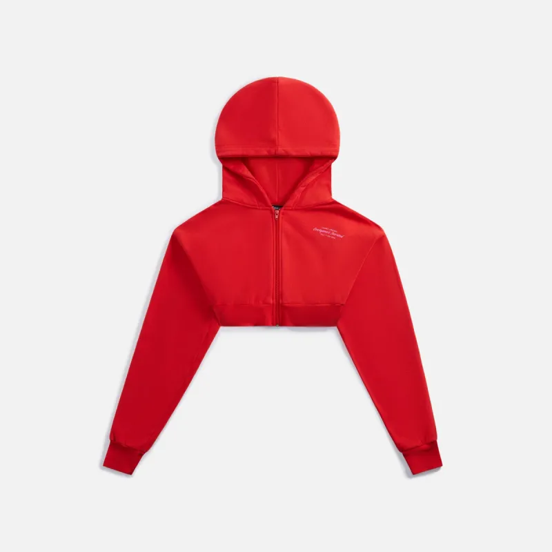 The Local Love Club Matchbook Cropped Zip Hoodie - Hot Red sold by Kith